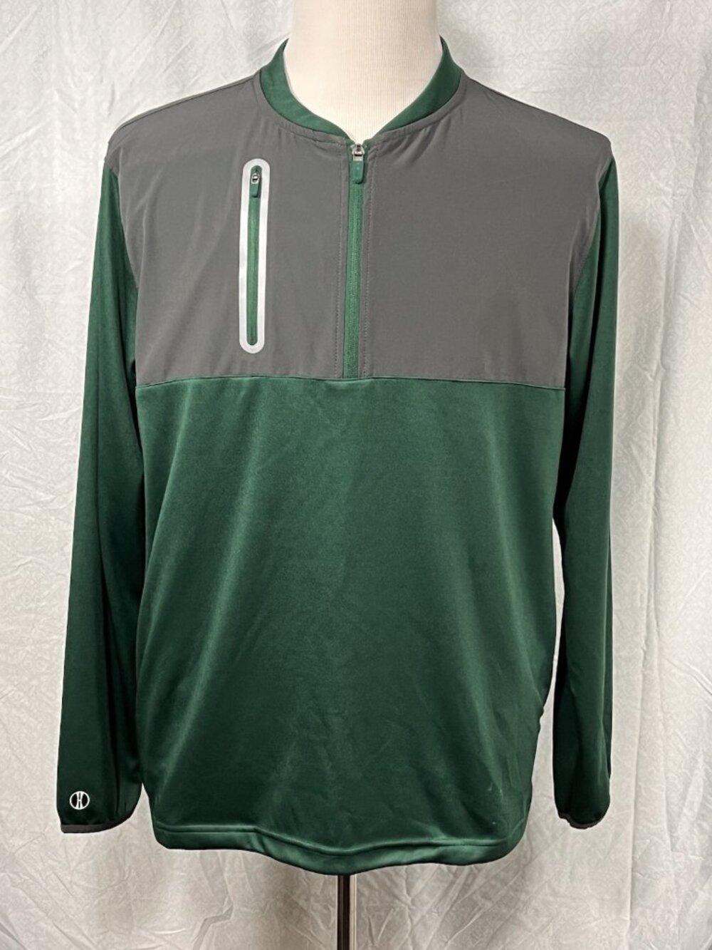 Holloway Quarter Zip Pullover Green Gray Long Sleeve Performance Men’s Large